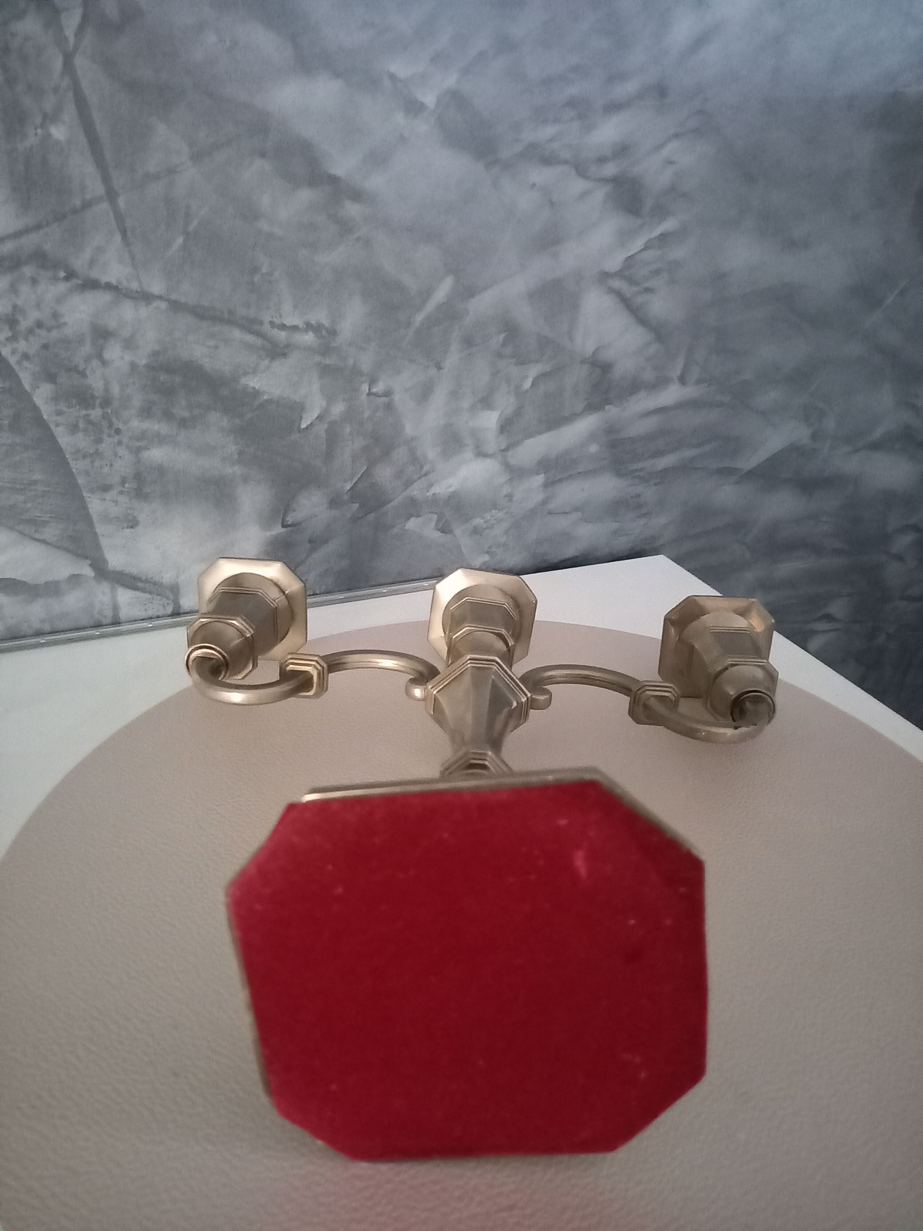 Pair of silver metal candlesticks