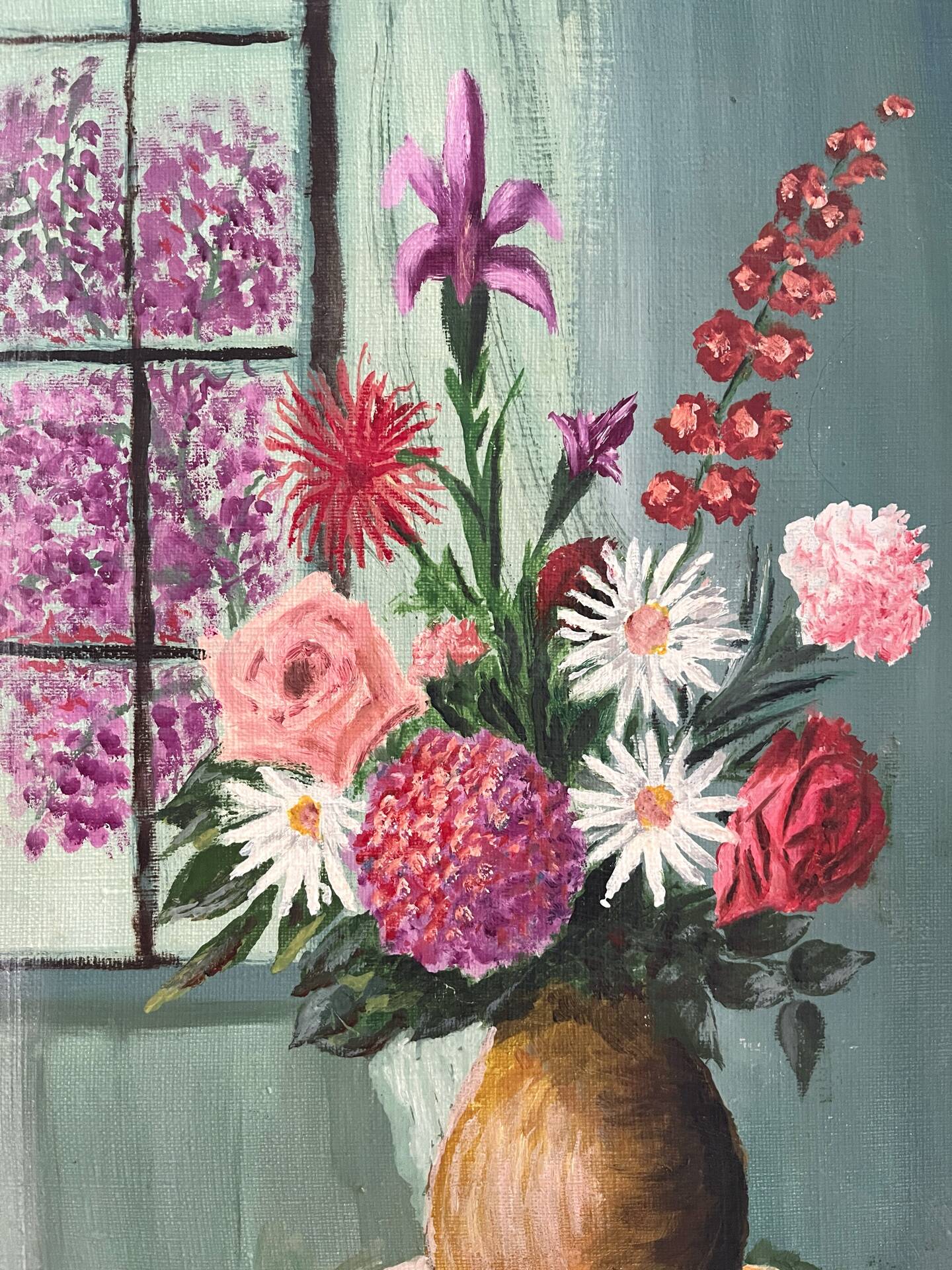 Tableau peinture sur toile bouquet de fleurs