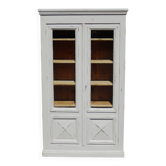 Magnificent old library/display cabinet in fir - white chalk patina.