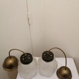 Pair of glass hanging lamps