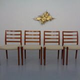 Vintage Danish 85 Dining Chairs in Teak and Wool by Niels Otto Møller for J.L. Møllers, 1960s, Set of 4