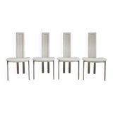 Set of 4 Cattelan Italia white leather chairs from the 1980s, vintage Italian design
