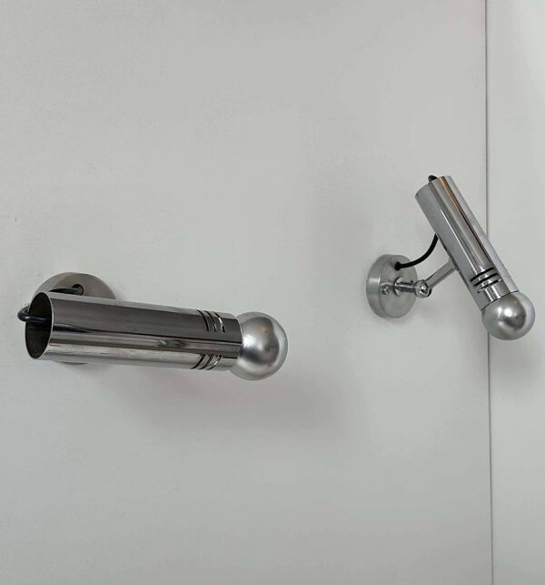 Paire d'appliques orientables en métal chromé, France 1970