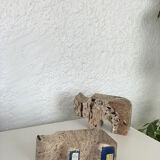 Pair of travertine rhinoceros bookends by Fratelli Mannelli, 1970s