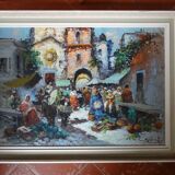 Neapolitan market scene, Oil on canvas 81 x 61 by Giovanni GUIDOTTI
