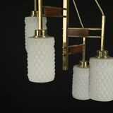 Mid-Century Modern Brass & Glass Chandelier