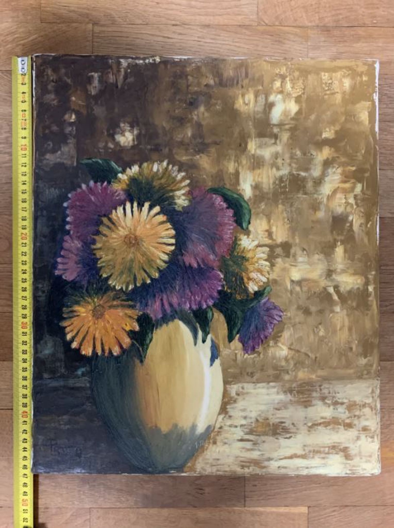 Huile sur toile, bouquet de fleurs