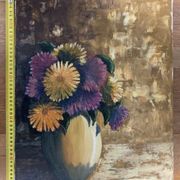 Huile sur toile, bouquet de fleurs