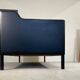 Vintage danish black leather 3 person stouby sofa
