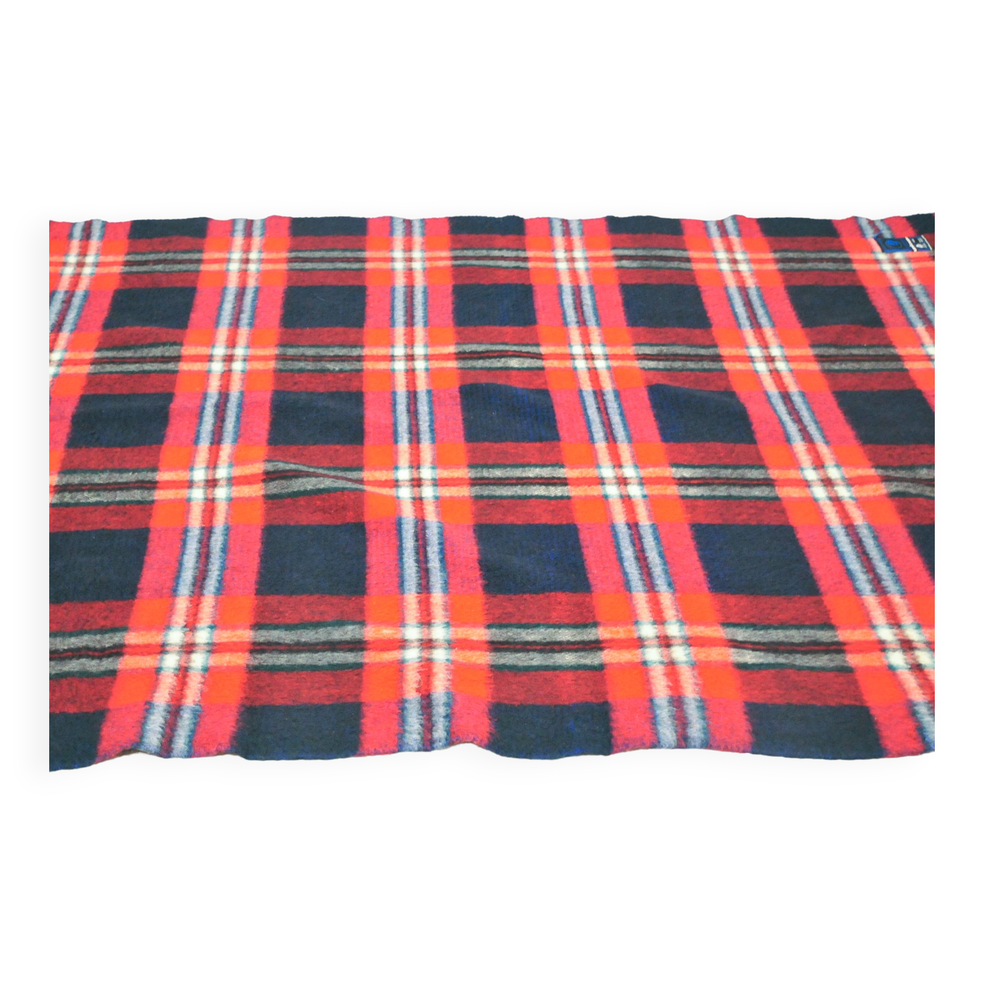 blue & red checkered vintage wool blanket