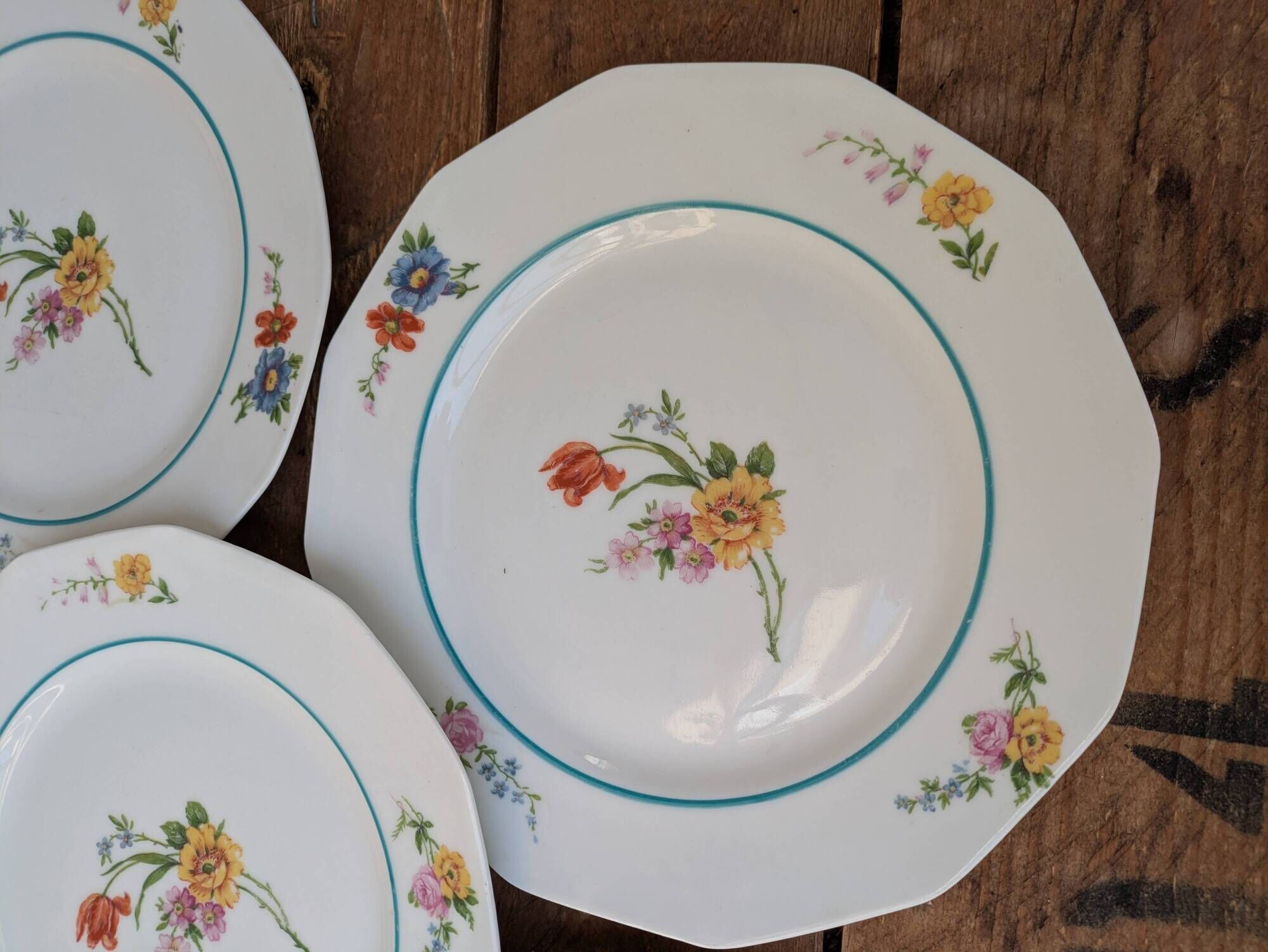 Ensemble de 6 assiettes à dessert à motif de bouquet de fleurs 20.5cm