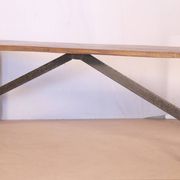 Ancien banc en teck birman et piètement en fer forgé