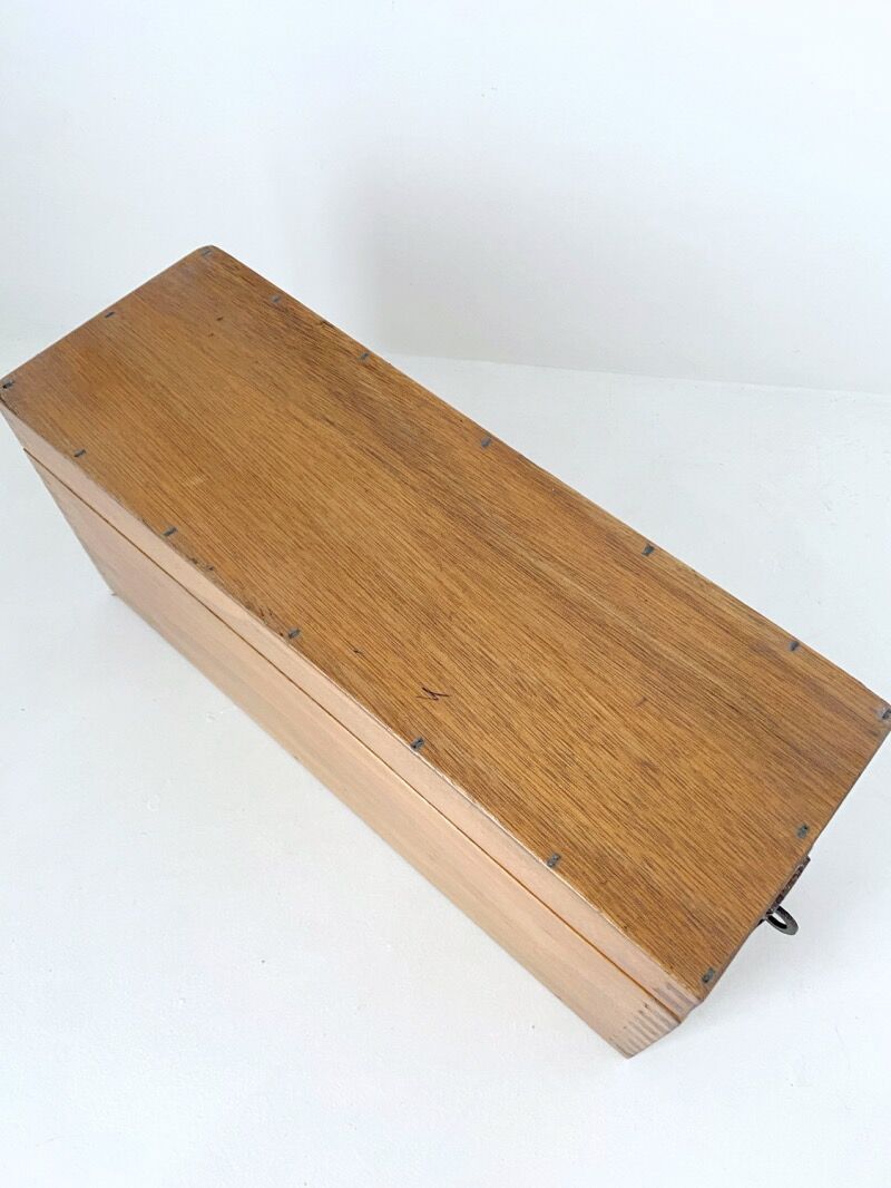 Old wooden library card box