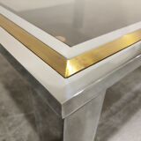 Table basse vintage en chrome et laiton années 1970