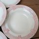 6 deep plates Longwy model Toulouse pink border ironstone