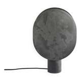 Table lamp in aluminum, oxidized, contemporary work.