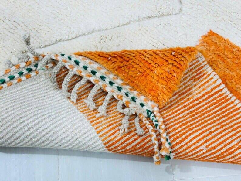 Handmade traditional Beni Ourain Berber rug with colourful patterns, 2/3 m.