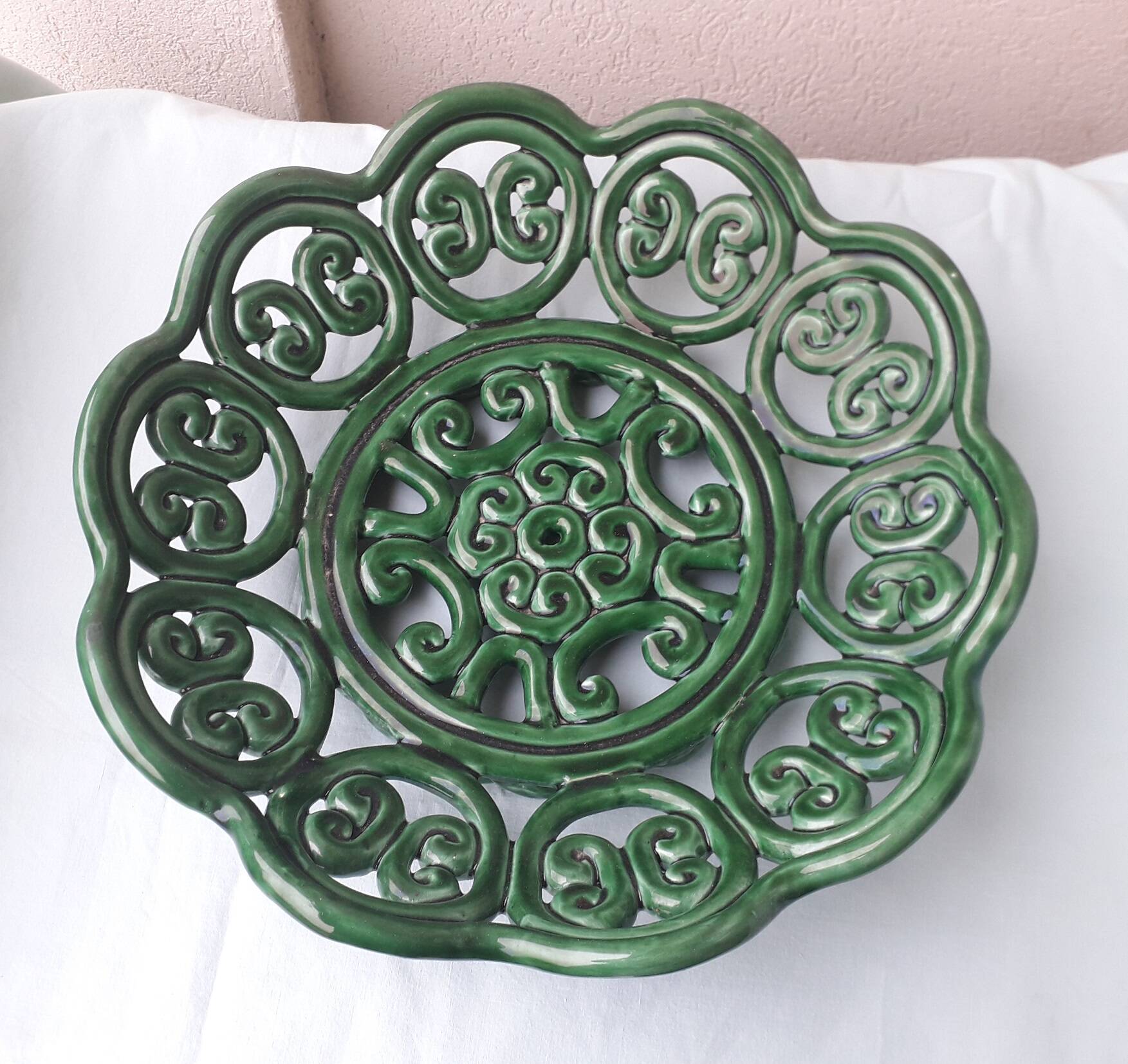Green ceramic bowl