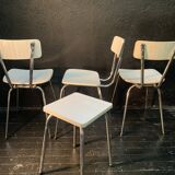 Set of 3 chairs and 1 stool in formica design, 1960