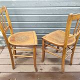 Pair of vintage beech bistro chairs