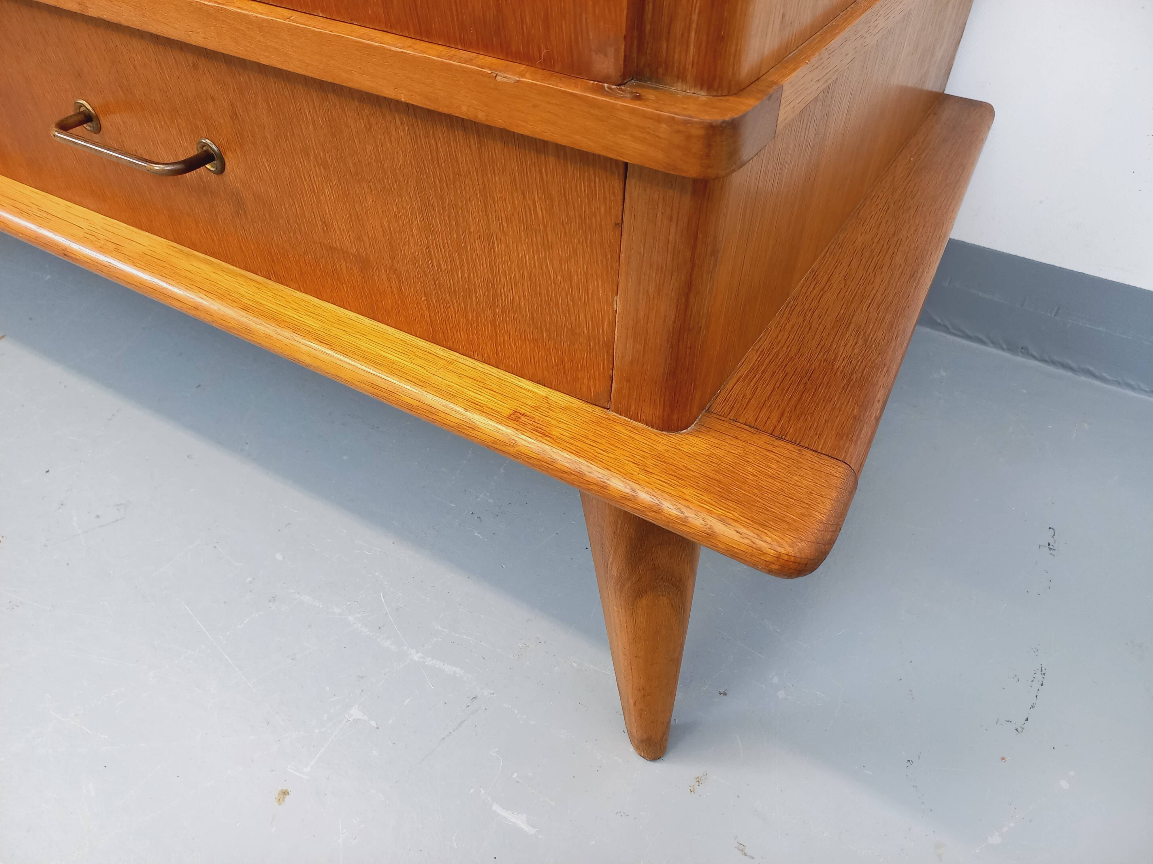 Vintage oak wardrobe from the 1960s.