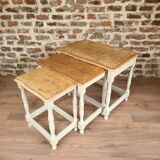 Renovated antique tables in a chic country style – trio of nesting tables