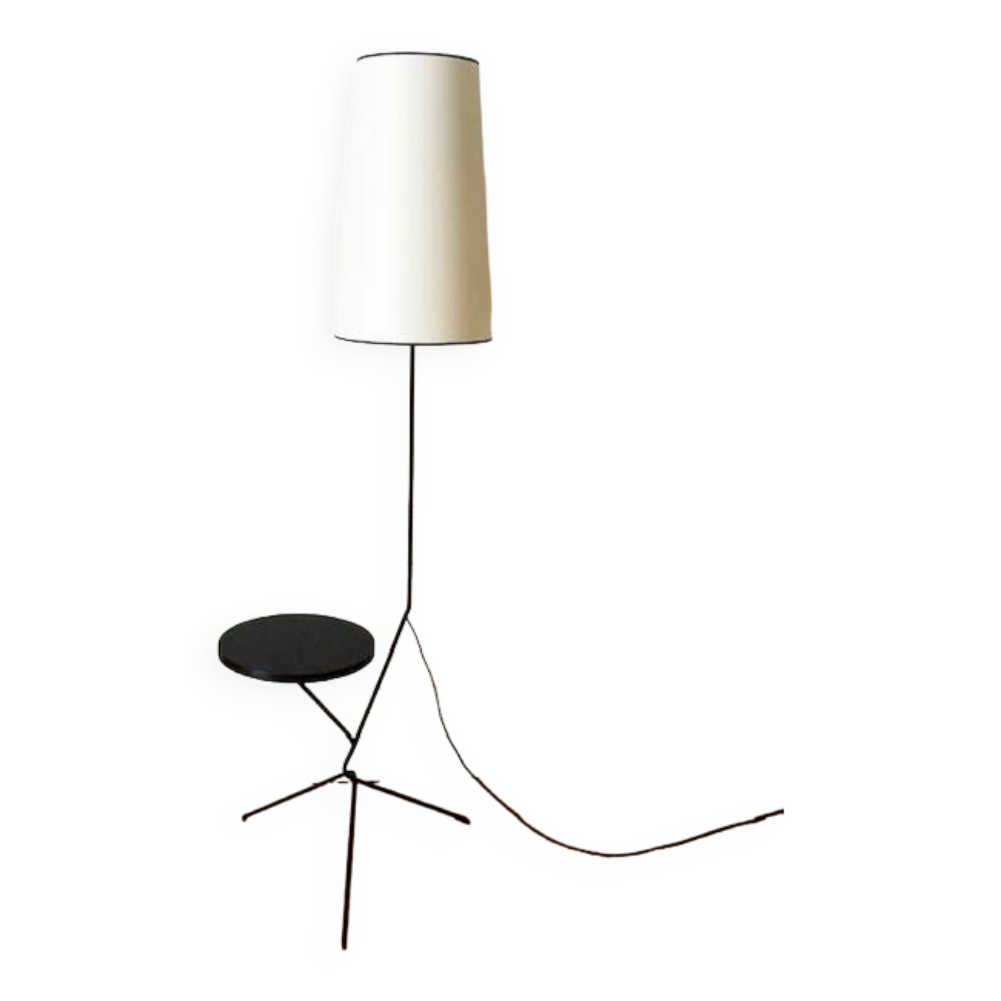 Tripod floor lamp with shelf