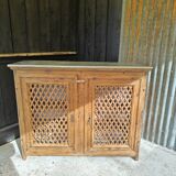 Support buffet in solid pine, zinc top, late 19th century.