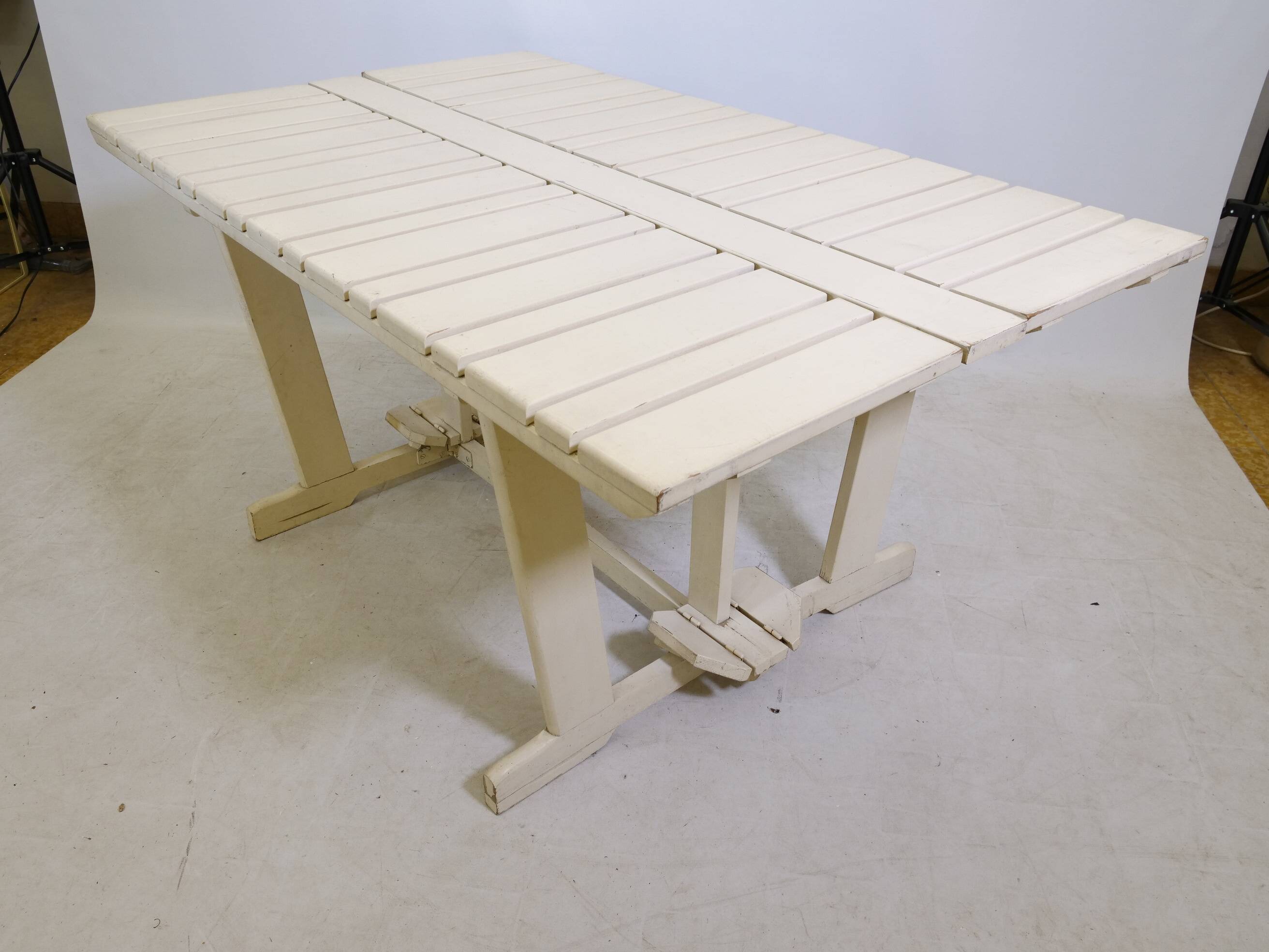 Mid-Century folding garden table wood by Triconfort Riviera model, 1970s