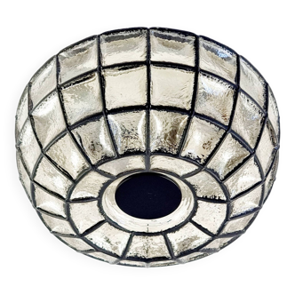 Large Mid-Century Glass Flush Mount/Ceiling Light from Limburg, Germany, 1960s