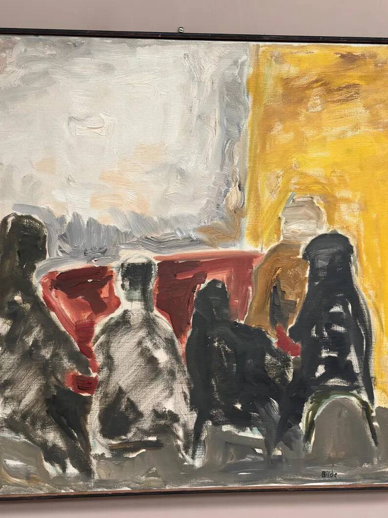 Original Danish Oil on Canvas“Figurative Composition” by Max Bilde