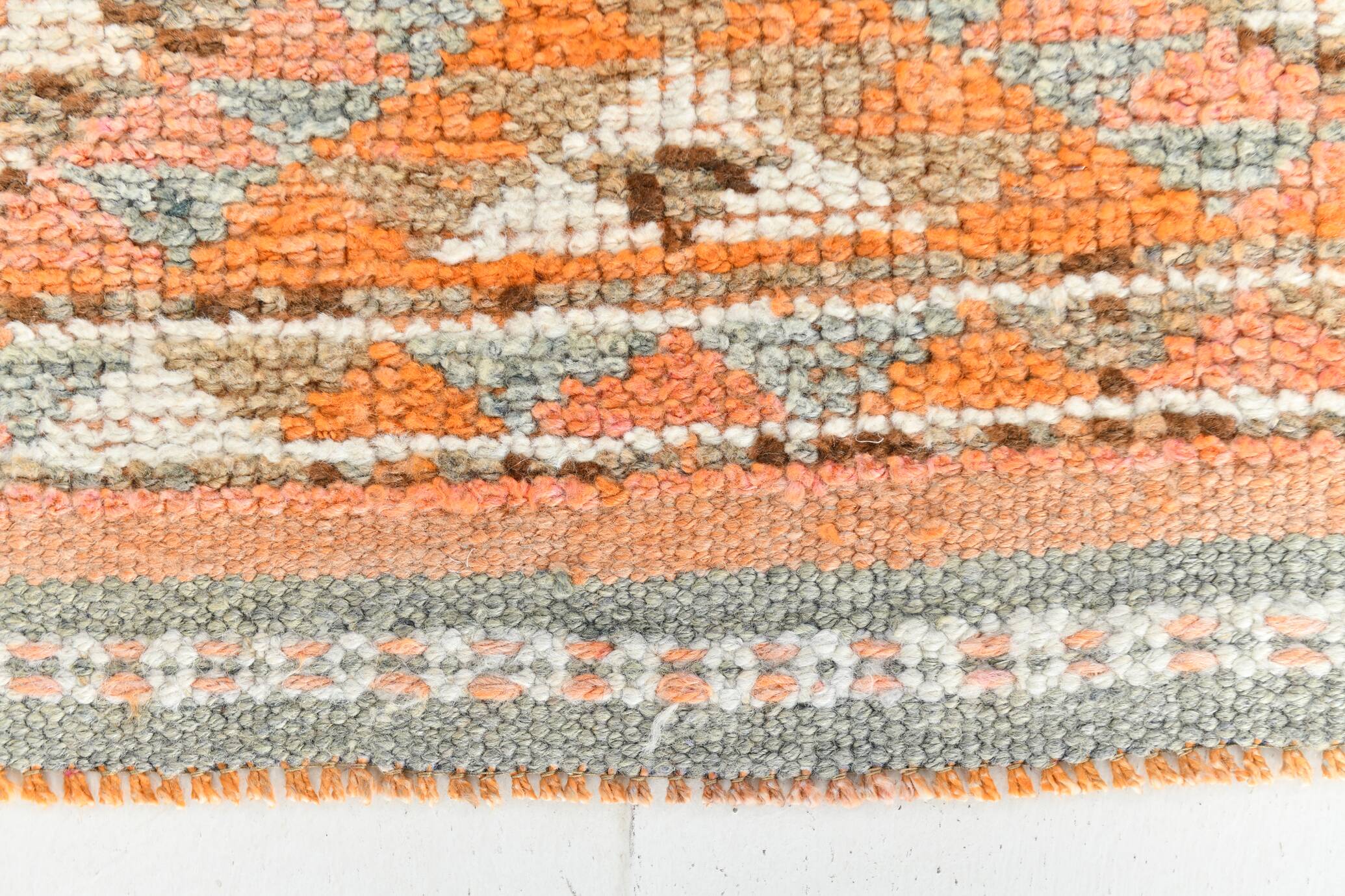 Orange & Beige Tribal Oushak Runner Rug, 88x362Cm