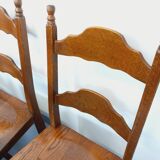 Set of 6 vintage brutalist chairs in oak wood from the 60s