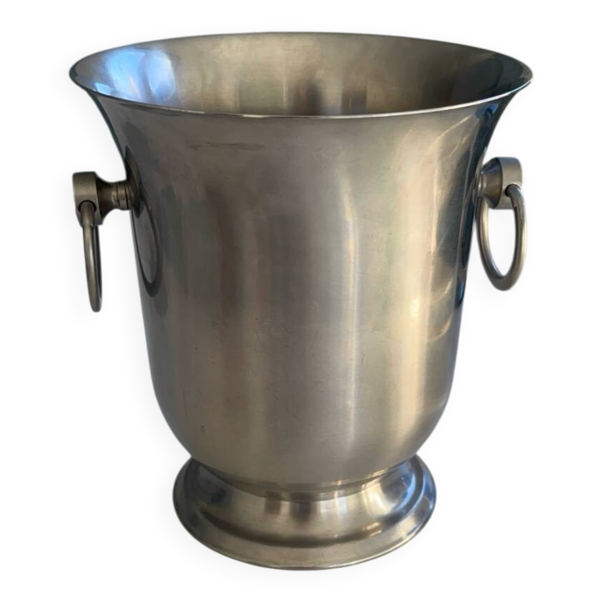 Stainless steel champagne bucket signed Guy Degrenne, antique metal decoration -