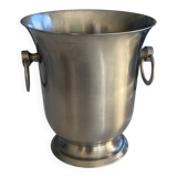 Stainless steel champagne bucket signed Guy Degrenne, antique metal decoration -