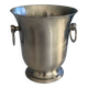Stainless steel champagne bucket signed Guy Degrenne, antique metal decoration -