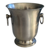 Stainless steel champagne bucket signed Guy Degrenne, antique metal decoration -