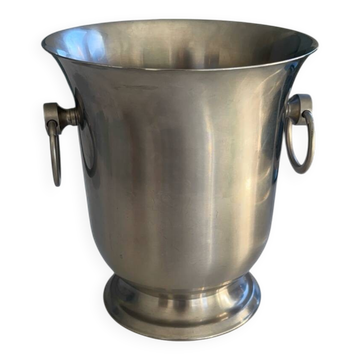 Stainless steel champagne bucket signed Guy Degrenne, antique metal decoration -