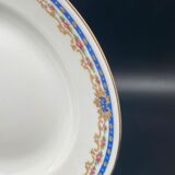 Limoges porcelain soup plates with blue border and small pink flowers – MSFP1