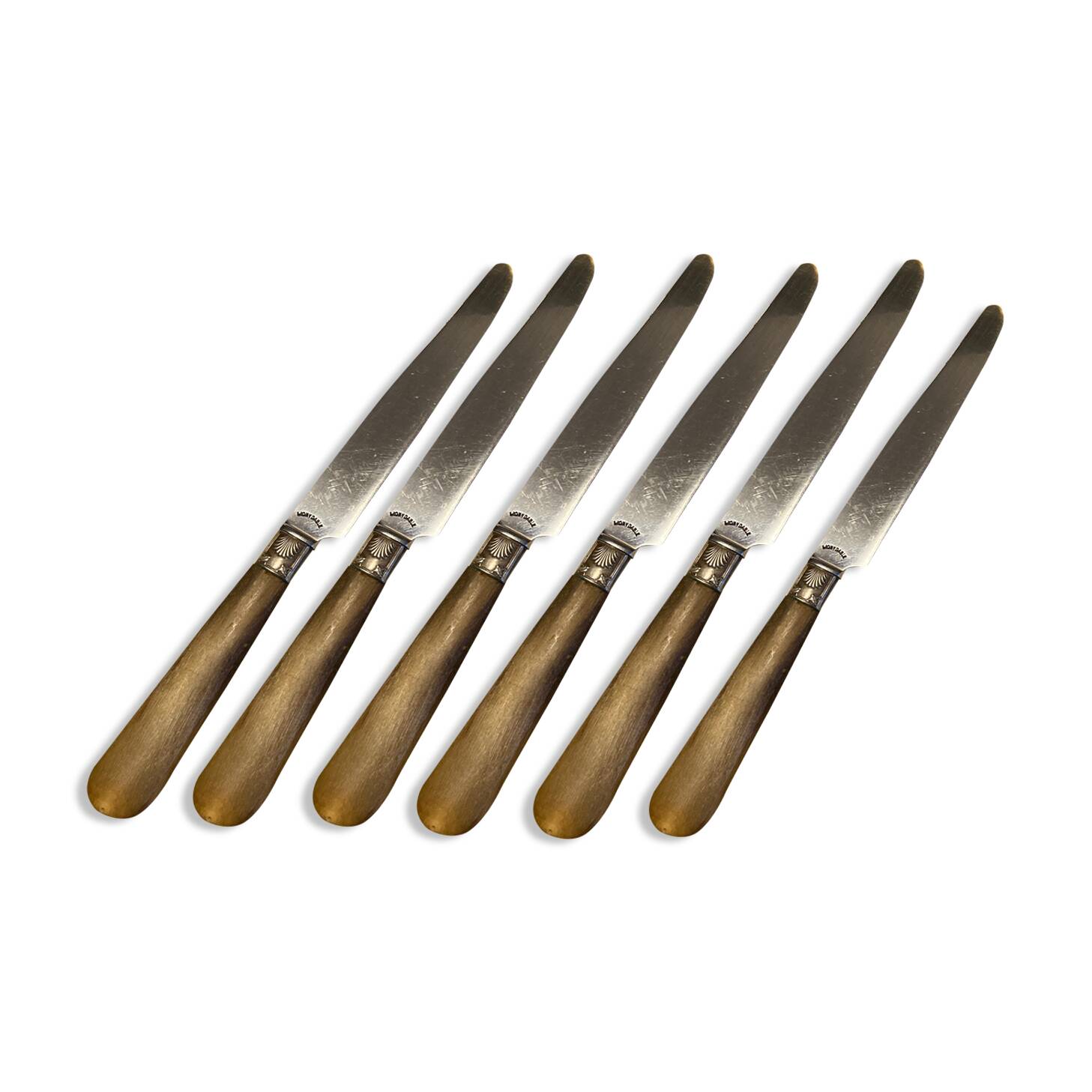 Lot of 6 horn and stainless steel knives