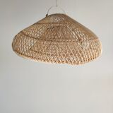 Small rattan lampshade in the shape of a braided hat
