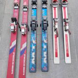 3 pairs of vintage skis: Rossignol Strato, ST 650 & Fischer.
