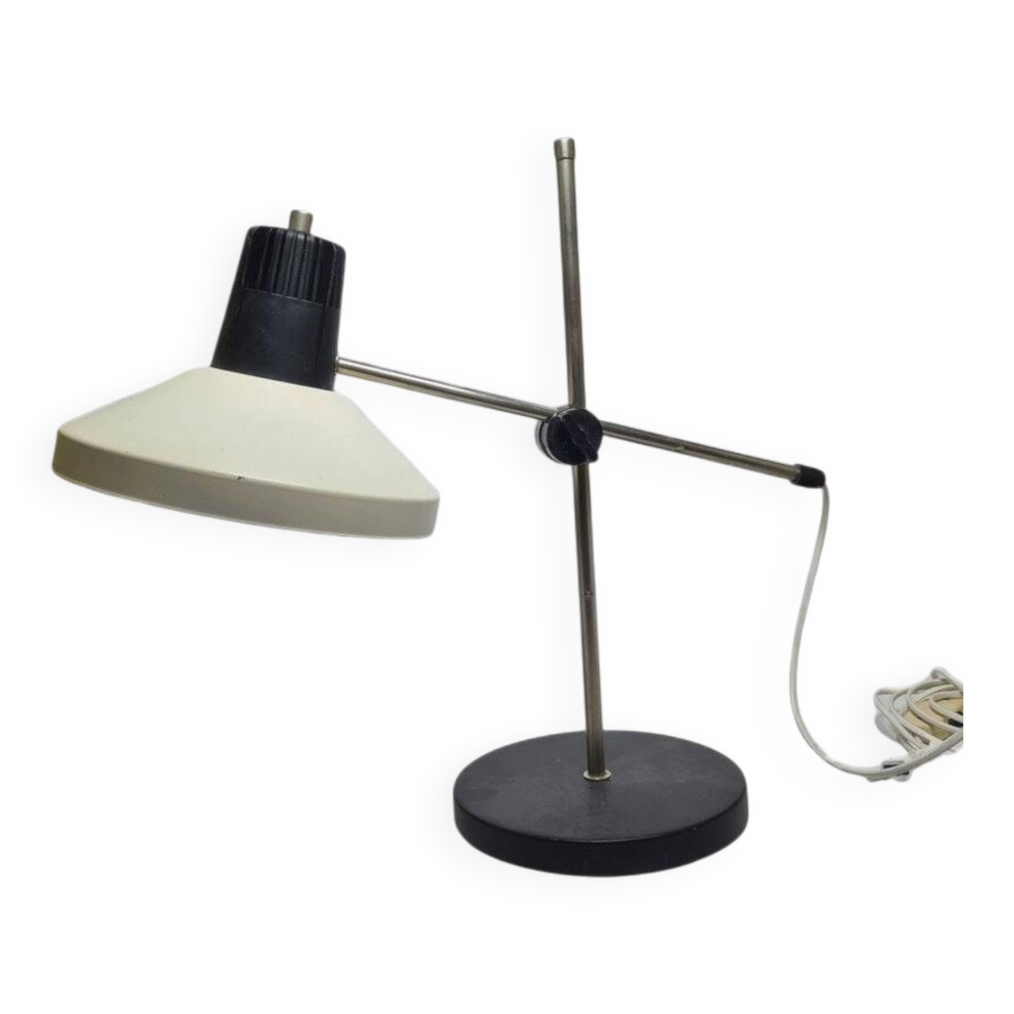 Vintage Polish bedside lamp in glass and metal, 1980s
