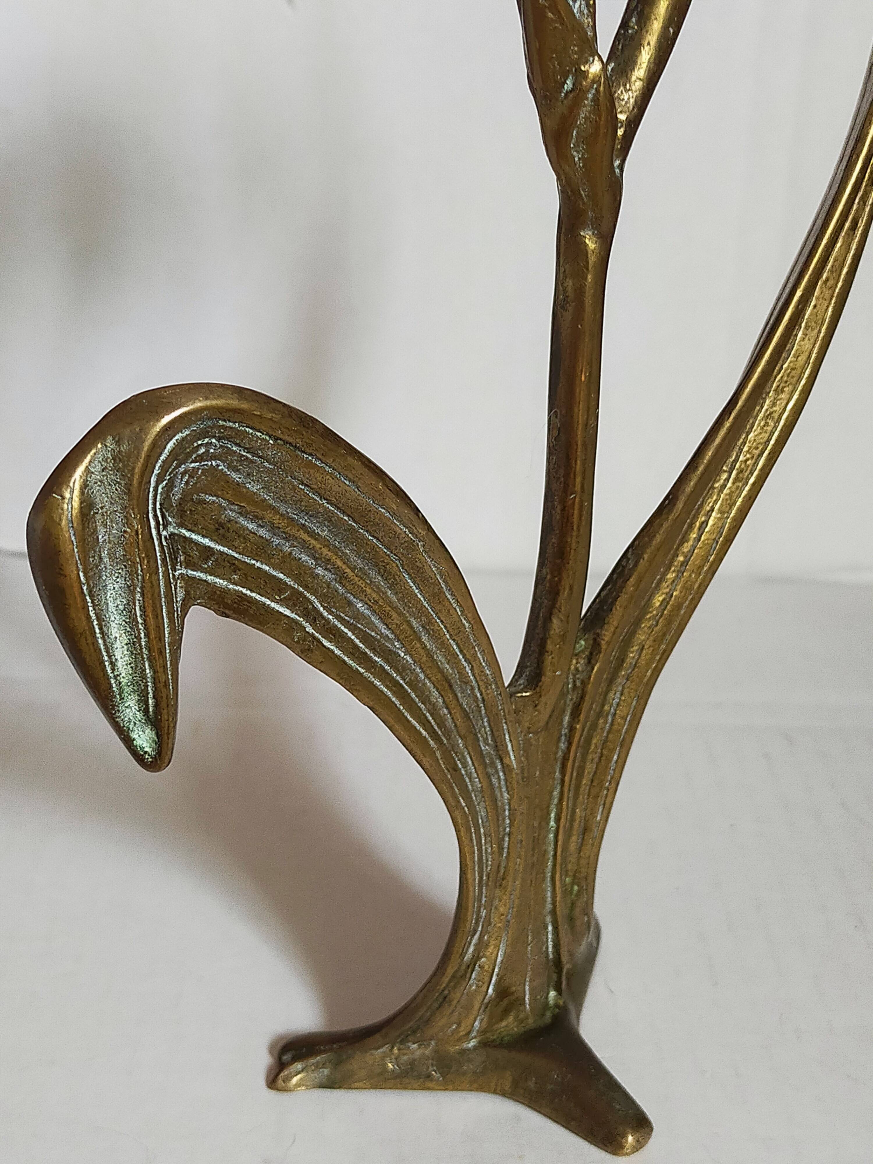 Old iris flower candle holder in solid brass