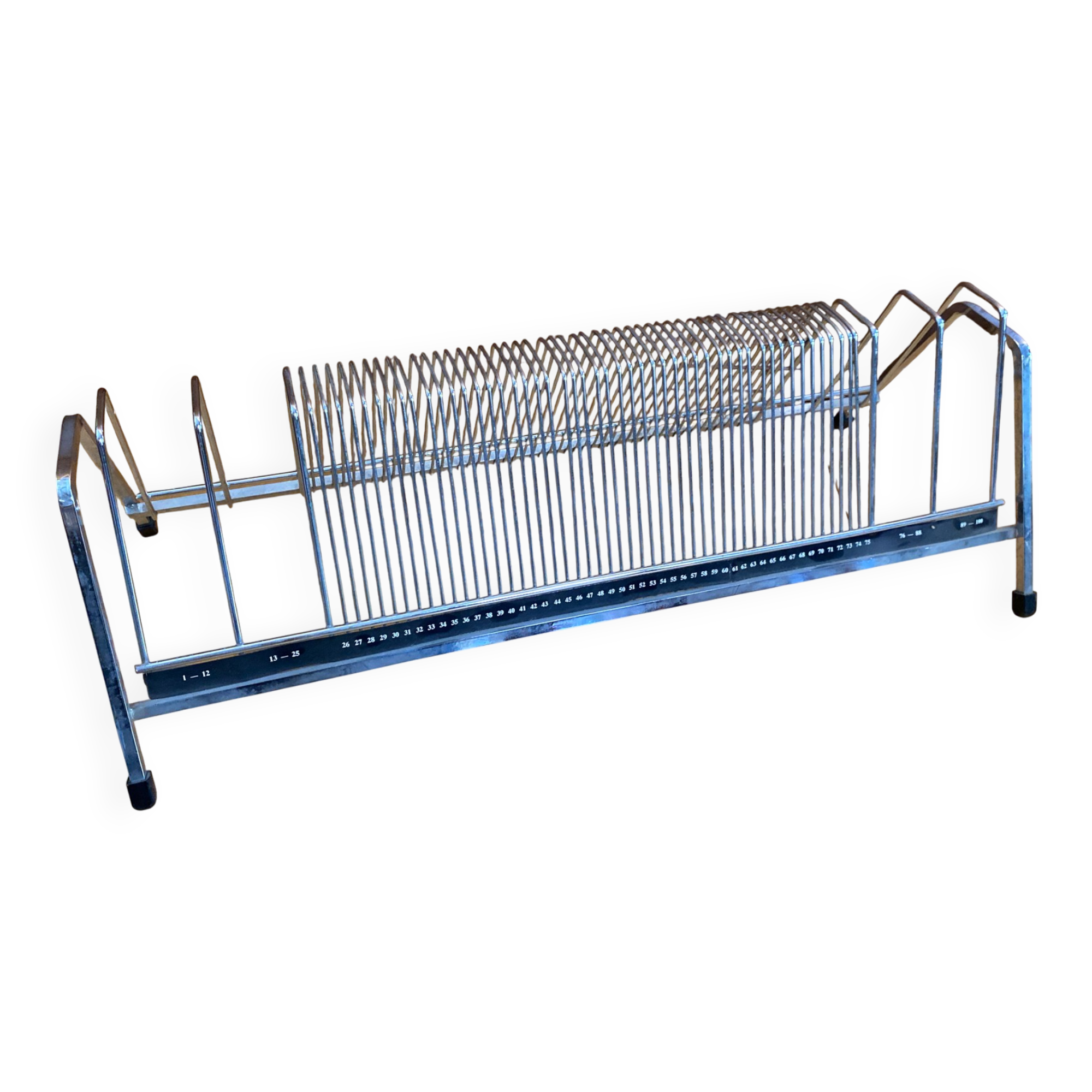 Porte Vinyles Ancien Metal Chromé 100 Emplacements Années 70 Vintage #