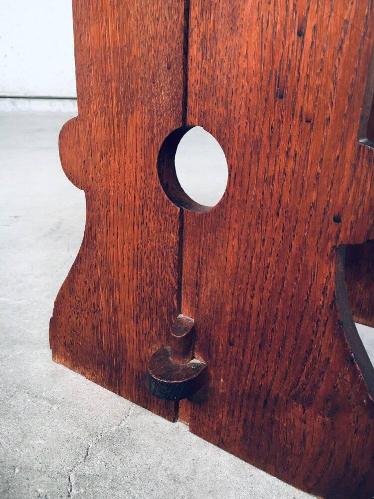 Amsterdam School Design Oak Handle Stool, Netherlands, 1920s