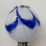 Mid – century Large glass table lamp with blue swirl , 1970s Italy