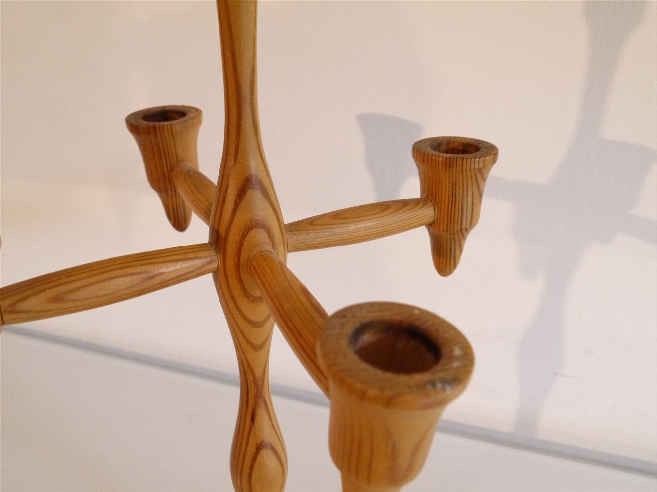 Vintage Scandinavian wooden chandelier 1970