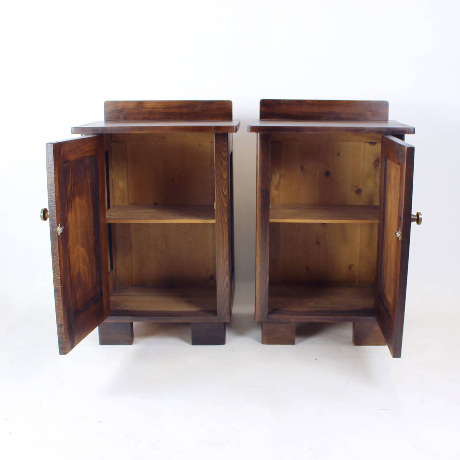 Tall Vintage Bedside Tables In Wood, Czechoslovakia 1930s
