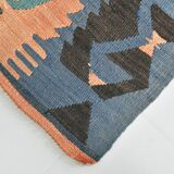 Faded Blue & Soft Peach Long Wide Handmade Kilim Rug, 168x296 Cm
